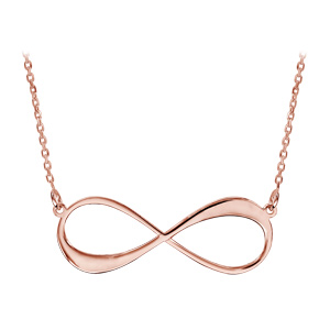 Collier en plaqu or rose chane avec pendentif infini  graver 1 ou 2 prnoms - longueur 40cm + 5cm de rallonge - Vue 2