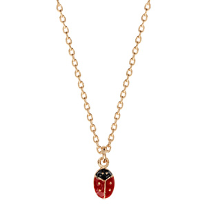 Collier pour enfant en plaqu or chane avec pendentif coccinelle - longueur 36cm + 2cm de rallonge - Vue 2