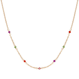 Collier en plaqué or pierres multicolores 42cm + 3cm - Vue 2