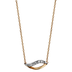 Collier en plaqué or pendendif vague oxyde blanc serti 42cm + 3cm - Vue 2