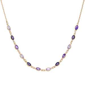 Collier en plaqu or tutti frutti dgrad de violet 38+7cm - Vue 2