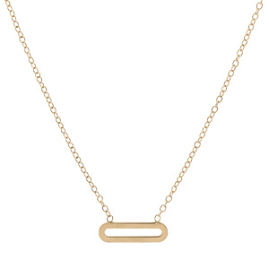 Collier en plaqu or chane avec pendentif rectangulaire lisse 38,5+5cm - Vue 2