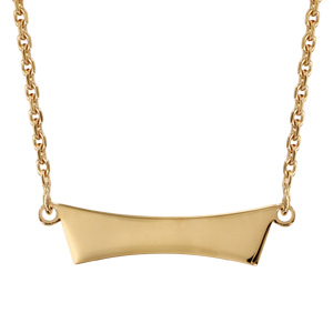 Collier en plaqu or chane avec pendentif plaque prnom  graver en trapze - longueur 40cm - Vue 2