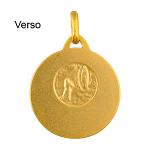 Pendentif mdaille en plaqu or de Saint-Christophe en relief et bord brillant - Vue 2