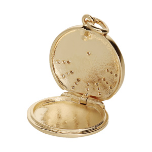 Pendentif en plaqué or rond avec oxydes blancs sertis - Vue 2