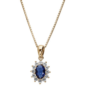 Collier avec Pendentif en plaqu or collection joaillerie oxyde bleu au centre et petits oxydes blancs autour - Vue 2