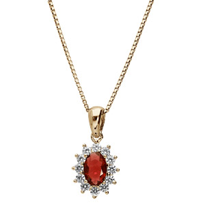 Collier avec Pendentif en plaqu or collection joaillerie oxyde rouge au centre et petits oxydes blancs autour - Vue 2