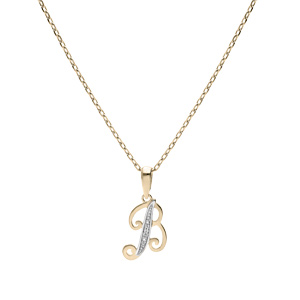 Collier en plaqu or chane avec pendentif initiale B oxydes blancs sertis 42+3cm - Vue 2