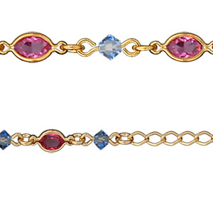 Collier tutti frutti bleu ciel et rose plaqué or - Vue 2