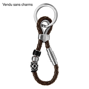 Porte-clef charms fermoir aimant et visse cuir marron - Vue 2