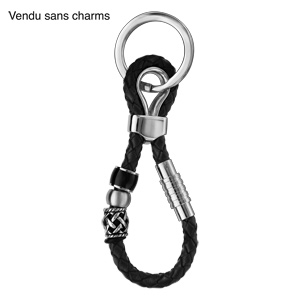 Porte-clef charms fermoir aimant et visse cuir noir - Vue 2