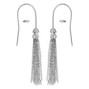 Boucles d\'oreilles en argent rhodié charms avec plusieurs chaînettes et fermoir crochet - Vue 2