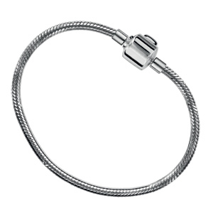 Bracelet en argent rhodi chane tube serpent pour charms - longueur 19cm fermoir haut de gamme - Vue 2