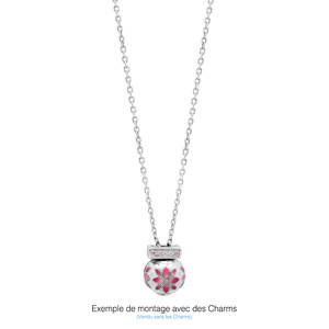 Collier en argent rhodié charms chaîne simple - longueur 47cm + 11cm de rallonge - Vue 2