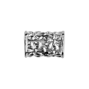 Charms Thabora en argent rhodié tube orné de motif fleurs - Vue 2