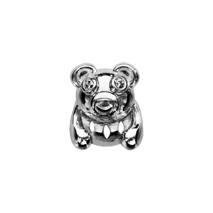 Charms Thabora en argent rhodié ourson orné d\'oxydes blancs - Vue 2
