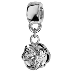 Charms Thabora en argent rhodi fleur de rose suspendue - Vue 2