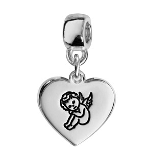 Charms Thabora en argent rhodi coeur  graver suspendu - Vue 2