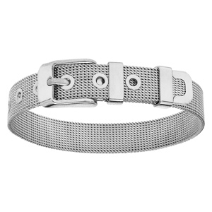 Bracelet en acier maille milanaise forme boucle de ceinture 21cm rglable - Vue 2