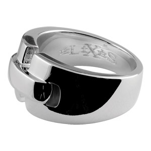 Bague Elixs en argent massif rhodi avec barrette sur le dessus - Vue 2