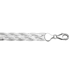 Bracelet en argent tress avec brins ouvrags - longueur 18cm - Vue 2