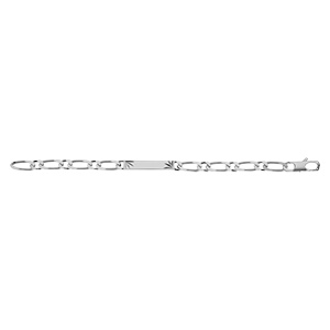 Gourmette en argent maille figaro 1+1 avec diamantage étoilé dans 2 angles - largeur 6mm et longueur 18cm - Vue 3
