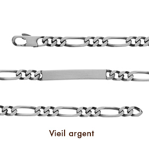 Gourmette en argent maille figaro 1+2 largeur 5mm et longueur 18cm - Vue 3