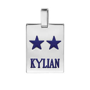 Pendentif en argent plaque G.I. rectangulaire  graver - dimensions 19mm X 25mm - plaque prestige - Vue 3