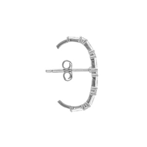 Boucles d\'oreille unitaire tige en argent rhodi ornes d\' oxydes blancs diffrents sertis  aspect piercing 2me et 3me trou - Vue 3