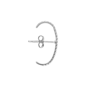 Boucles d\'oreille unitaire tige en argent rhodi avec oxyde blanc serti aspect piercing 2 & 3eme trou - Vue 3