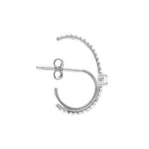 Boucles d\'oreille tige en argent rhodié unitaire oxydes blancs sertis aspect piercing 2 & 3eme trou - Vue 3