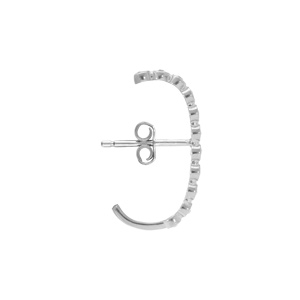 Boucles d\'oreille en argent rhodié tige unitaire d\'oxydes blancs sertis aspect piercing 2 & 3eme trou - Vue 3