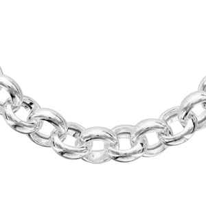 Chaîne en argent rhodié maille jaseron 8mm et fermoir bouée - longueur 46cm - Vue 3