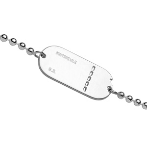 Bracelet maille boules argent petite plaque matricul junoir et femme - 18cm réglable 16 - Vue 3