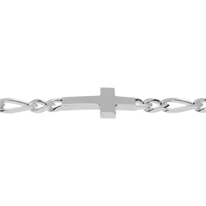 Bracelet en argent passivé 1+3 4mm croix plate lisse - 18cm - Vue 3