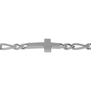 Bracelet en argent satin  1+3 4mm  croix plate lisse - 18cm - Vue 3
