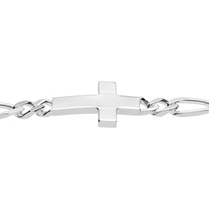 Bracelet en argent passivé 1+3 5mm croix plate lisse - 19cm - Vue 3