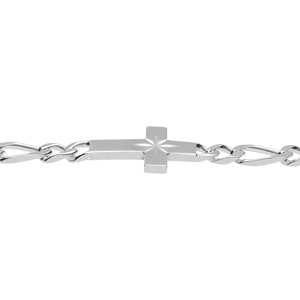 Bracelet en argent 1+3, 4mm croix plate lisse diamantée etoilée - 18cm - Vue 3