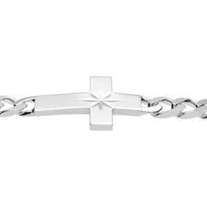 Bracelet en argent passivé 1+3 6mm croix plate lisse diamantée etoilée - 20cm - Vue 3