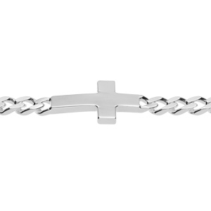 Bracelet en argent passivé maille gourmette 5mm croix plate lisse - 19cm - Vue 3