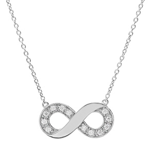 Collier en argent platin chane avec pendentif infini prnom  graver avec oxydes blancs sertis 42+3cm - Vue 3