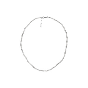 Collier en argent rhodi perles 3mm blanche de synthse longueur 38+4cm - Vue 3