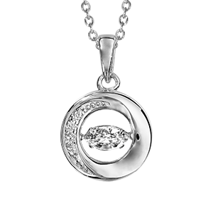 Collier Dancing Stone en argent rhodié chaîne avec pendentif rond avec oxydes blancs - longueur 42cm + 3cm de rallonge - Vue 3