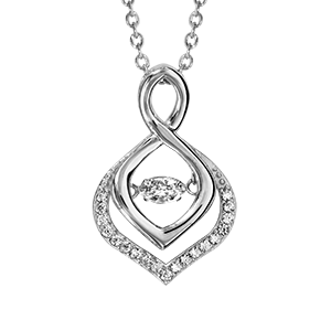 Collier Dancing Stone en argent rhodié chaîne avec pendentif vrillé se finissant en pointe ornée d\'oxydes blancs - longueur 42cm + 3cm de rallonge - Vue 3