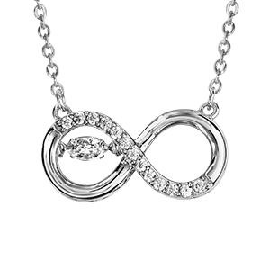 Collier Dancing Stone en argent rhodié chaîne avec pendentif symbole infini orné d\'oxydes blancs - longueur 42cm + 3cm de rallonge - Vue 3