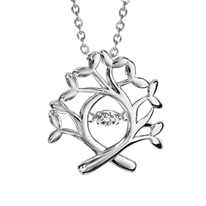 Collier Dancing Stone en argent rhodié chaîne avec pendentif arbre de vie - longueur 42cm + 3cm de rallonge - Vue 3