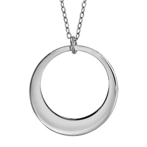 Collier en argent rhodi chane avec pendentif 1 anneau prnom  graver - longueur 40cm + 5cm de rallonge - Vue 3