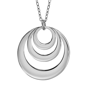 Collier en argent rhodi chane avec pendentif 3 anneaux prnom  graver - longueur 40cm + 5cm de rallonge - Vue 3