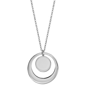 Collier en argent rhodi chane avec pendentif anneau et mdaille prnom ou logo  graver - longueur 40cm + 5cm de rallonge - Vue 3