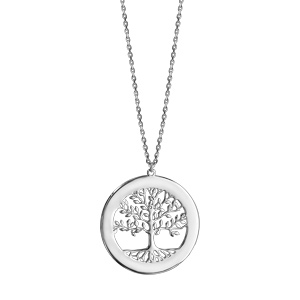 Collier en argent passiv chane avec pendentif arbre de vie prnom  graver 40cm + 5cm - Vue 3